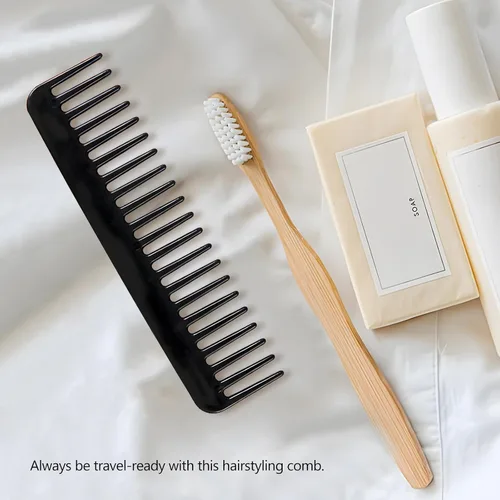 Vista 7 de Paquete de 3 herramientas para cola de cabello, peine de dientes anchos para cabello rizado, largo y grueso, color negro