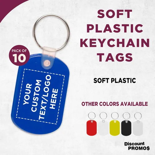 Vista 2 de DISCOUNT PROMOS Etiqueta Llavero de plástico blando - Llavero pequeño para mantenerse organizado - Llavero de goma, - Personalizado Azul