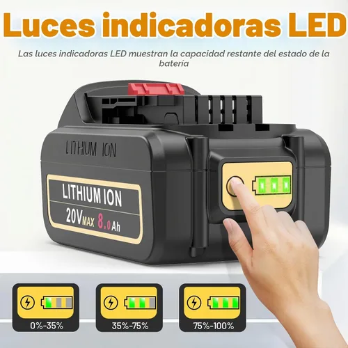 Vista 7 de ARyee Paquete de 4 baterías de repuesto de 20 V 8.0 Ah para Dewalt de 20 V compatibles con 20 V MAX DCB200 DCB201 DCB203, DCB204 DCB205 DCB206