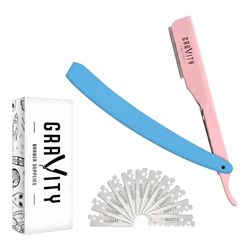 Vista 10 de Kit de afeitado manual GRAVITY RAZORS Profesional – Exposición Ultra, Incluye 10 Hojas Premium, 2mm Expuestas, Negro Mate Professional