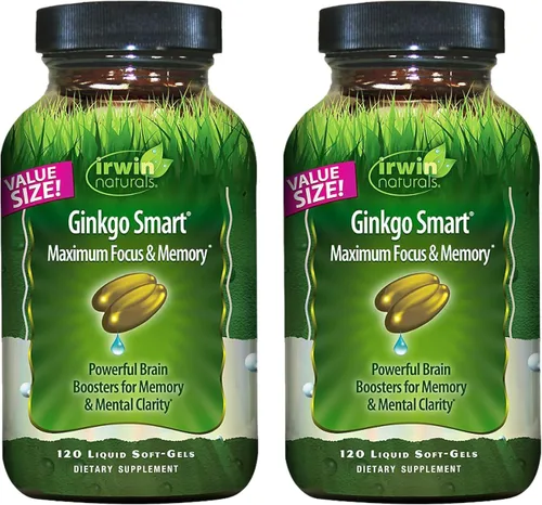 Vista 9 de Irwin Naturals Ginkgo Smart - Suplementos cerebrales para la memoria y la concentración con Ginkgo Biloba, acetil-L-carnitina, DMAE y BioPerine