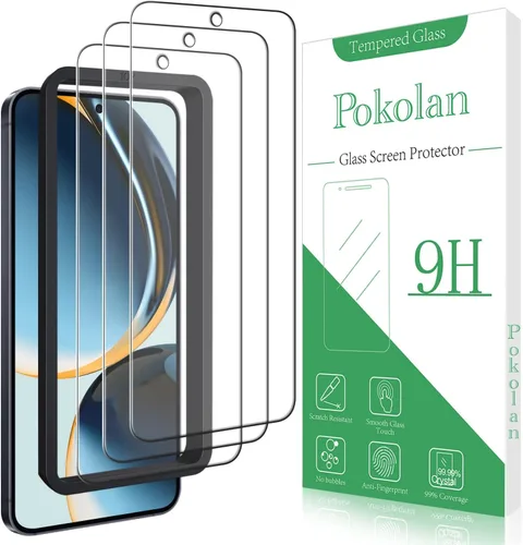 Vista 18 de Pokolan Paquete de 3+3 protectores de pantalla de vidrio templado para Samsung Galaxy S22 Claro
