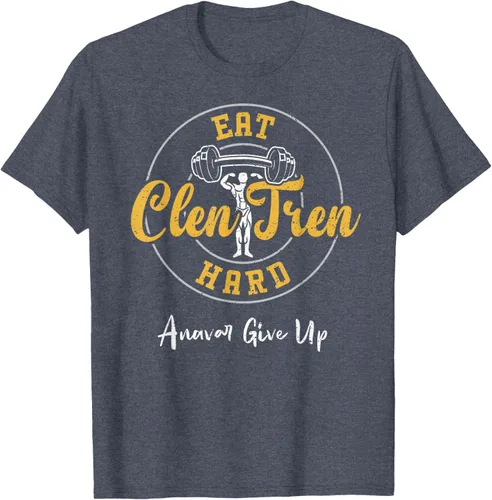 Vista 77 de Culturismo: Comer Clen Tren Hard Anavar Give Up - Camiseta de gimnasio, Negro