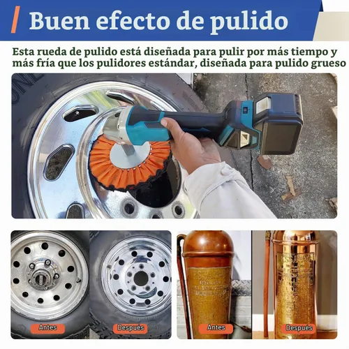 Vista 5 de Rueda de pulido azul de 8 pulgadas, orificio de eje de 5/8 pulgadas, 12 capas/pulido grueso para amoladora angular, 2 piezas Grueso 2 piezas