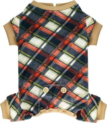 Vista 22 de KYEESE Pijamas de Navidad para Perros, Pijamas Navideños para Perros Pequeños con Patrón de Copo de Nieve, Cálido Mameluco de Vellón para Gato