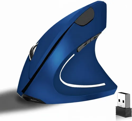 Vista 16 de Ratón inalámbrico vertical ergonómico, elegante, recargable, 2.4G, ratón óptico inalámbrico con receptor USB, 800/1200/1600 DPI, 5 botones para Negro