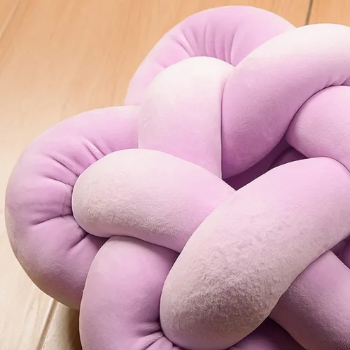 Vista 2 de Almohada de felpa con nudo hecha a mano, almohada de estrella anudada suave para sofá, cojín lumbar, almohada de bola de relleno para el hogar