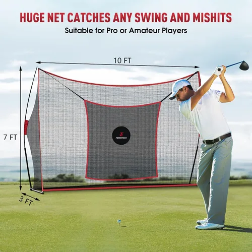 Vista 2 de Red de práctica de golf, red de campo de conducción resistente con objetivo de astillado de alto impacto, incluye bolsa de transporte y pelotas