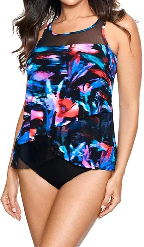 Vista 2 de Miraclesuit Traje de baño de talla grande para mujer, con cuello alto, brasier con aros