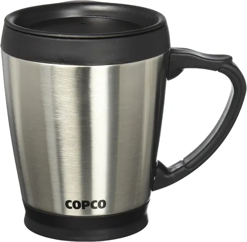 Vista 4 de Copco - Taza de café de acero inoxidable de doble pared, 16 onzas, taza de viaje aislada con tapa de rosca, a prueba de derrames, mango duradero