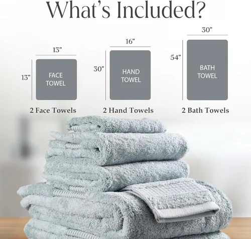 Vista 3 de Delilah Home Toallas de baño de algodón turco, suaves y absorbentes, 100% orgánicas, tejido grueso de 700 GSM, suaves para pieles sensibles, 6