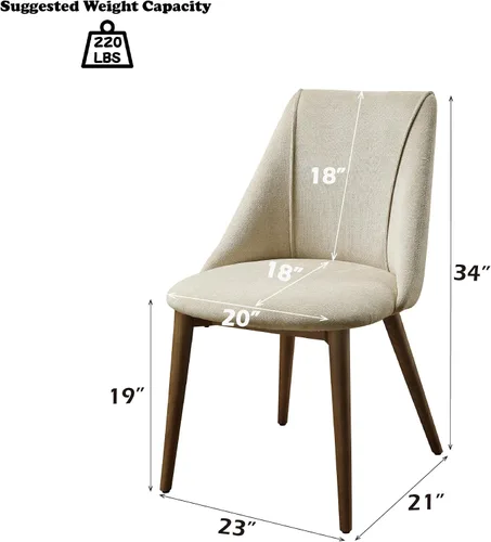 Vista 2 de Acme Willene - Silla auxiliar de tela contemporánea en beige/nogal (juego de 2)