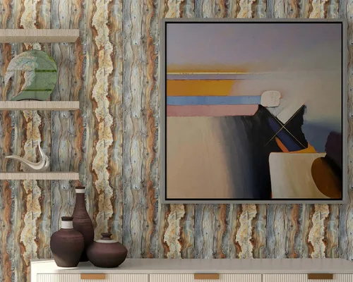 Vista 4 de FLFK Papel pintado de madera rústica, mural de grano de madera para despegar y pegar para sala de estar, dormitorio, cocina, oficina, decoración