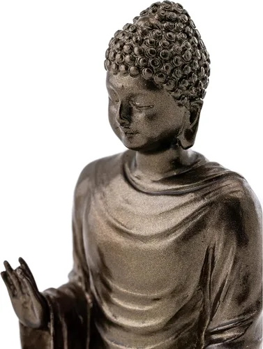 Vista 5 de Figura decorativa de Buda Shakyamuni de 3" pequeña Top Collection. Resina con acabado en bronce.