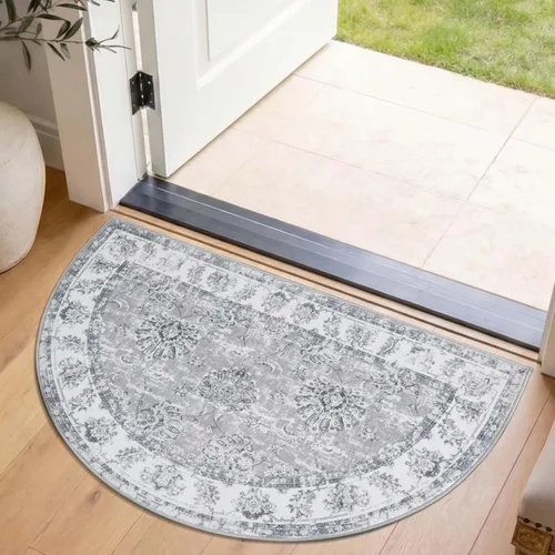Vista 174 de jinchan Fiora - Alfombra lavable de área pequeña, alfombra de entrada floral de medio círculo de 2 x 3, tapete de media luna de pelo bajo, suave