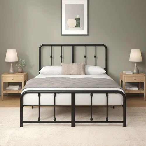 Vista 13 de Zinus Leonardo - Marco de cama con plataforma de metal, cabecero victoriano, tamaño individual Heavy Duty Bed Base, Ample Underbed Storage Space
