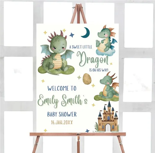 Vista 5 de Letrero de bienvenida para baby shower, personalizado, tema de dinosaurio para eclosionar, varios tamaños