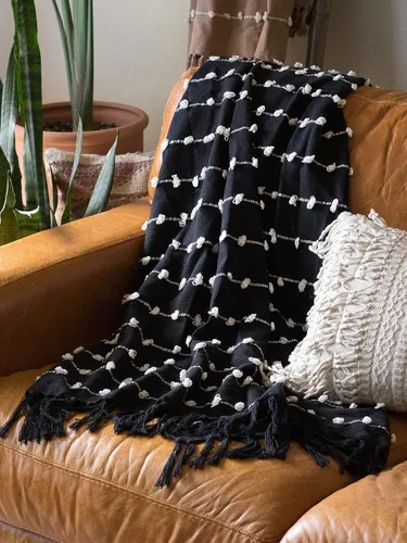 Vista 3 de DII Colección de mantas Woven Loop, 50x60, negro
