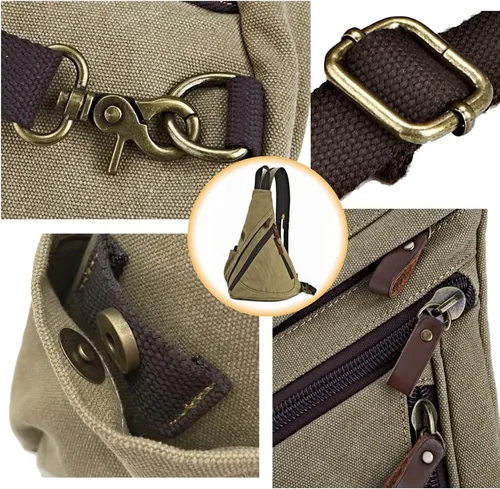 Vista 5 de Bolso bandolera de lona convertible para el pecho, mochila de hombro para hombres y mujeres, al aire libre, ciclismo, viajes