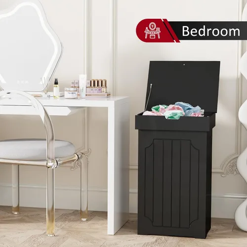 Vista 8 de Function Home Gabinete de basura de cocina de 13 galones, cubo de basura de reciclaje de madera, bote de basura independiente a prueba de perros