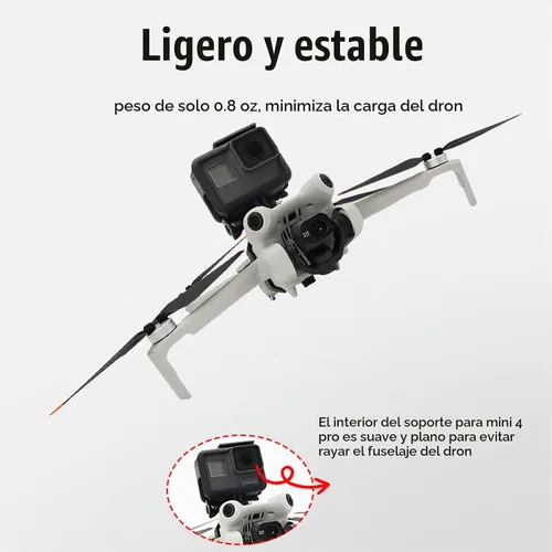 Vista 3 de Mini 4 Pro Drone Soporte de extensión para cámara de transporte superior con adaptador de montaje de trípode de tornillo de 1/4 compatible con DJI