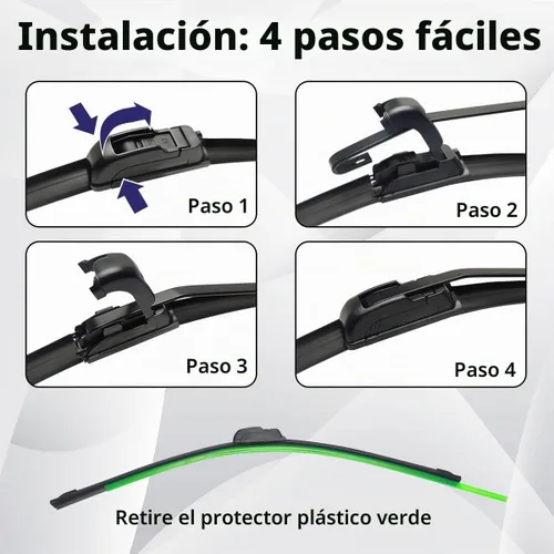 Vista 4 de Limpiaparabrisas delantero compatible con Kia Pegas Soluto Sephia 2017-2024, limpiaparabrisas delantero de automóvil, cepillos de lluvia de 26