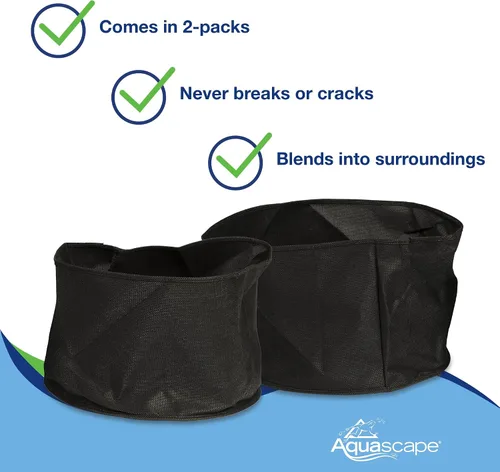 Vista 4 de Aquascape – Maceta para planta acuática con tela, 2 unidades, Negro