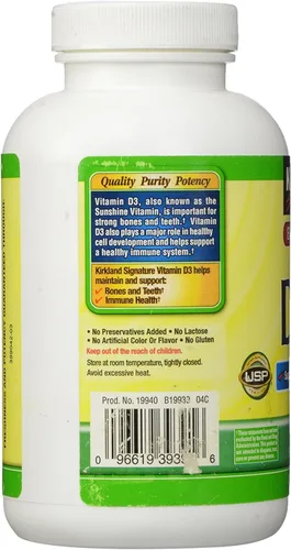 Vista 4 de Kirkland Signature Extra Strength D3 50 mcg, 600 cápsulas blandas (paquete de 3)
