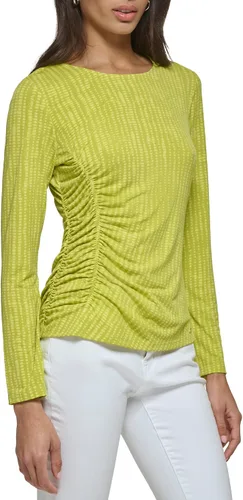 Vista 5 de Calvin Klein Camiseta de manga larga con estampado mate y laterales fruncidos para mujer