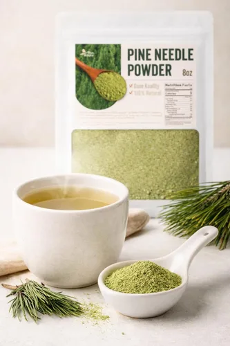 Vista 2 de NICE WITCH'S Pine Needle Powder 8 oz (227 g), 100% polvo de hoja de pino coreano para té, té de hierbas sin cafeína, suave y naturalmente refrescante