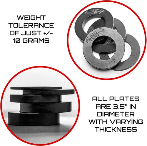 Vista 5 de Micro Gainz Calibrated Fractional Weight Plate Set of 2 Plates, Choose Set (.25LB-1.25LB), Designed for Olympic Barbells for Strength Training &