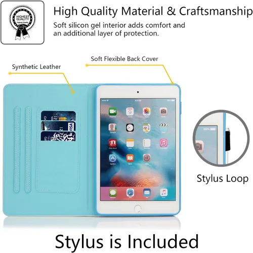Vista 3 de Dteck Funda para iPad mini 5/4/3/2/1, elegante y ligera de cuero sintético tipo folio con cartera, funda inteligente