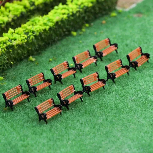 Vista 5 de 10pcs Park Banches Modelo Tren 1:150 Banco 0.4 in o 0.42inch Silla Settee N Escala Railway Layout Nuevo