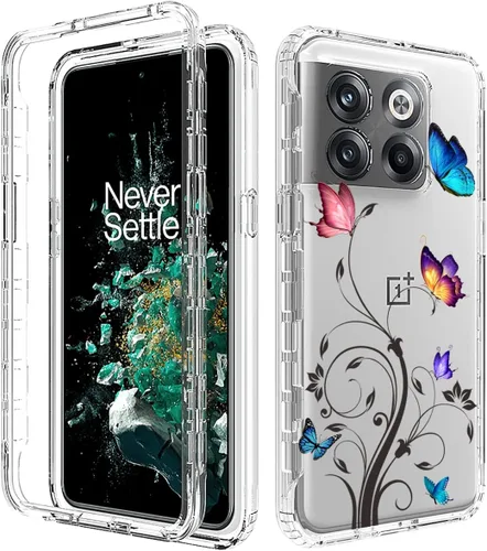 Vista 6 de Funda para OnePlus 10T/OnePlus Ace Pro CPH2415 con protector de pantalla de vidrio templado, cuerpo completo transparente con protección de diseño