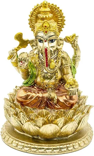 Vista 8 de Figura de ídolo hindú de resina de 6.3 pulgadas de alto, estatua de ídolo, elefante, Dios Ganpati, para el hogar, templo, mandir, altar, santuario