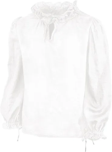 Vista 3 de Meikulo Camisas Henley pirata para niños, disfraces de Halloween, medievales, renacentistas, con cordones, para niños de 5 a 14 años