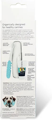Vista 6 de RADIUS USDA Organic Dental Solutions - Kit de 2 unidades para cachorros, incluye 1 cepillo de dientes para perros y 1 pasta de dientes de 0.8 onzas