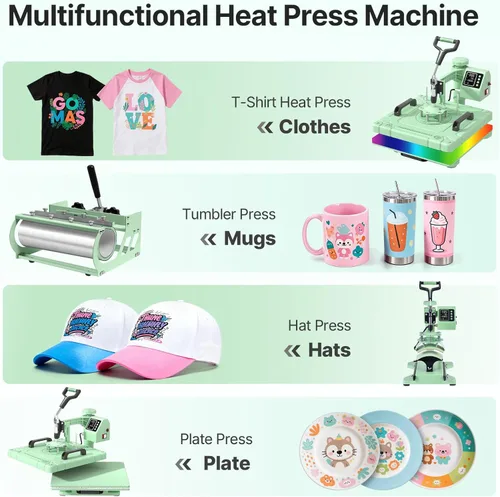 Vista 6 de Slendor - Prensa de calor de 15 x 15 pulgadas, 5 en 1, máquina de prensa de calor con giro de 360 grados, digital, para camisetas, prensa