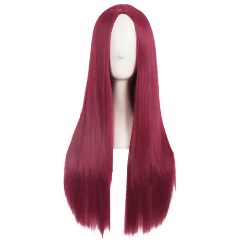 Vista 13 de MapofBeauty - Peluca sintética larga especial para mujer, de 28 pulgadas (70 cm), cabello lacio, color negro