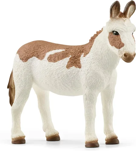 Vista 8 de Schleich Farm World - Figura de animal de burro manchado americano – Juguete de animal de granja altamente detallado y duradero, juego divertido