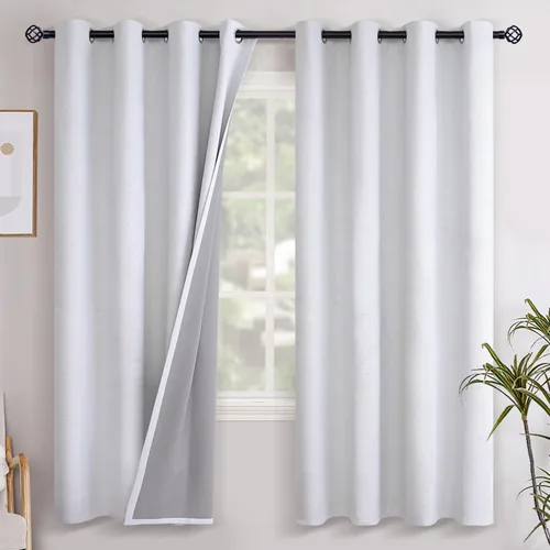 Vista 138 de YoungsTex - Cortinas opacas de lino para dormitorio, oscurecimiento de la habitación, cortinas con textura de lino, paneles con aislamiento térmico