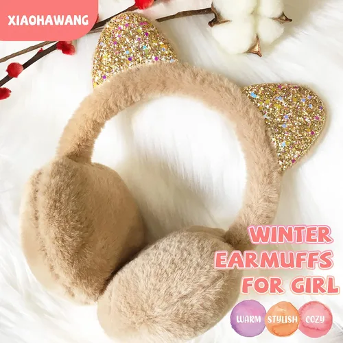 Vista 3 de XIAOHAWANG Orejeras de invierno para niños y niñas, orejeras cálidas para bebés y niños, calentador de orejas acolchado de felpa