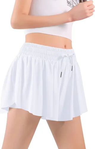 Vista 5 de Auranso Pantalones cortos fluidos con bolsillo 2 en 1 para niñas
