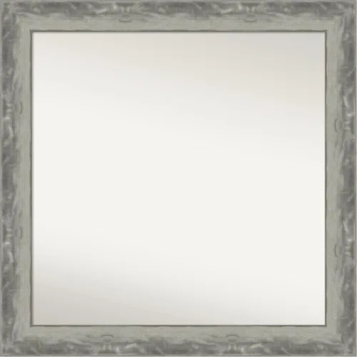 Vista 43 de Amanti Art Espejo de baño plateado para sobre el fregadero, 24 x 24 pulgadas, espejo cuadrado de peltre forjado a medida, marco de madera casual