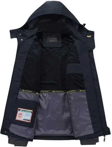 Vista 2 de Spmor Chaqueta impermeable con capucha para deportes al aire libre para hombre