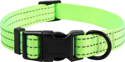 Vista 28 de Mile High Life - Collar para perro con rayas reflectantes 3M y correa de nailon, rojo, azul, verde, morado y rosa