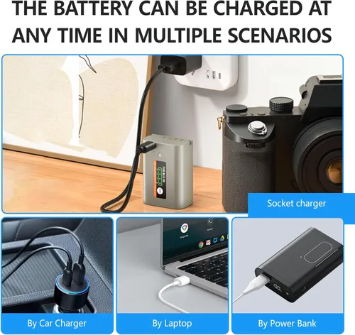 Vista 6 de Paquete de 1 batería de repuesto de 2600 mAh para LP-E6NH LP-E6N LP-E6 con puerto de carga directa tipo C compatible con cámara Canon EOS R R5 R6 R7