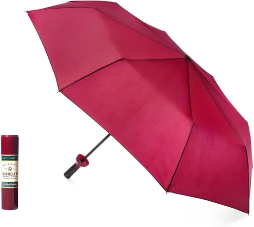 Vista 4 de VINRELLA Sombrilla para botella de vino, paraguas para lluvia, paraguas portátil y compacto para viajes, paraguas impermeable y resistente al
