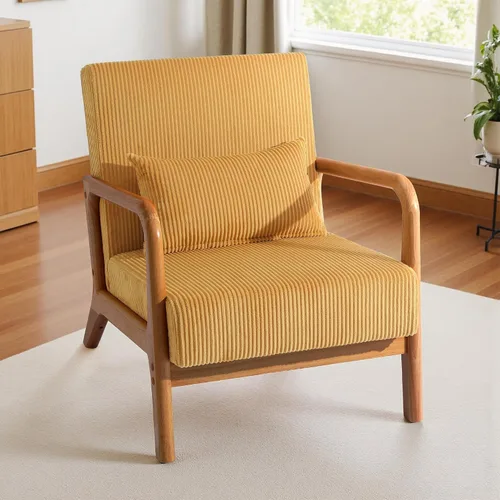 Vista 10 de Silla decorativa, sillón moderno de mediados de siglo con almohada, sofá tapizado, silla auxiliar de lectura para sala de estar y dormitorio A