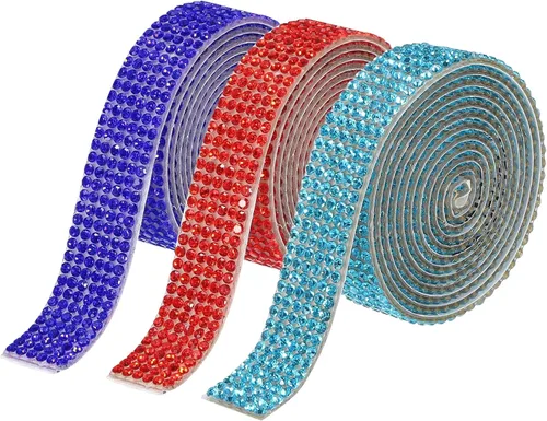 Vista 6 de MECCANIXITY 3 rollos de cinta de diamantes de imitación autoadhesiva de 3 yardas y 0.315 in para proyectos de artes y manualidades, pasteles de 4